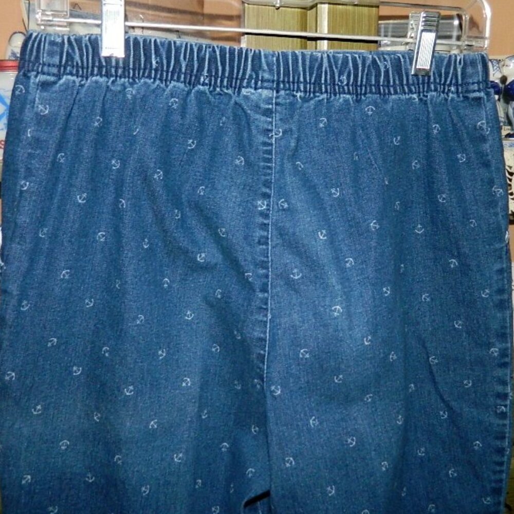 Croft & Barrow Womens Pull On Capris Skimmer Blue Denim Pants Size Medium - Picture 7 of 11